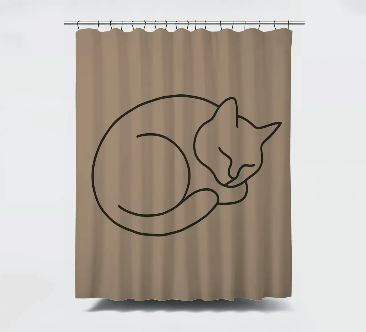 gatto che dorme pacificamente raggomitolato in una posizione confortevole tenda da doccia da DesignDoodle