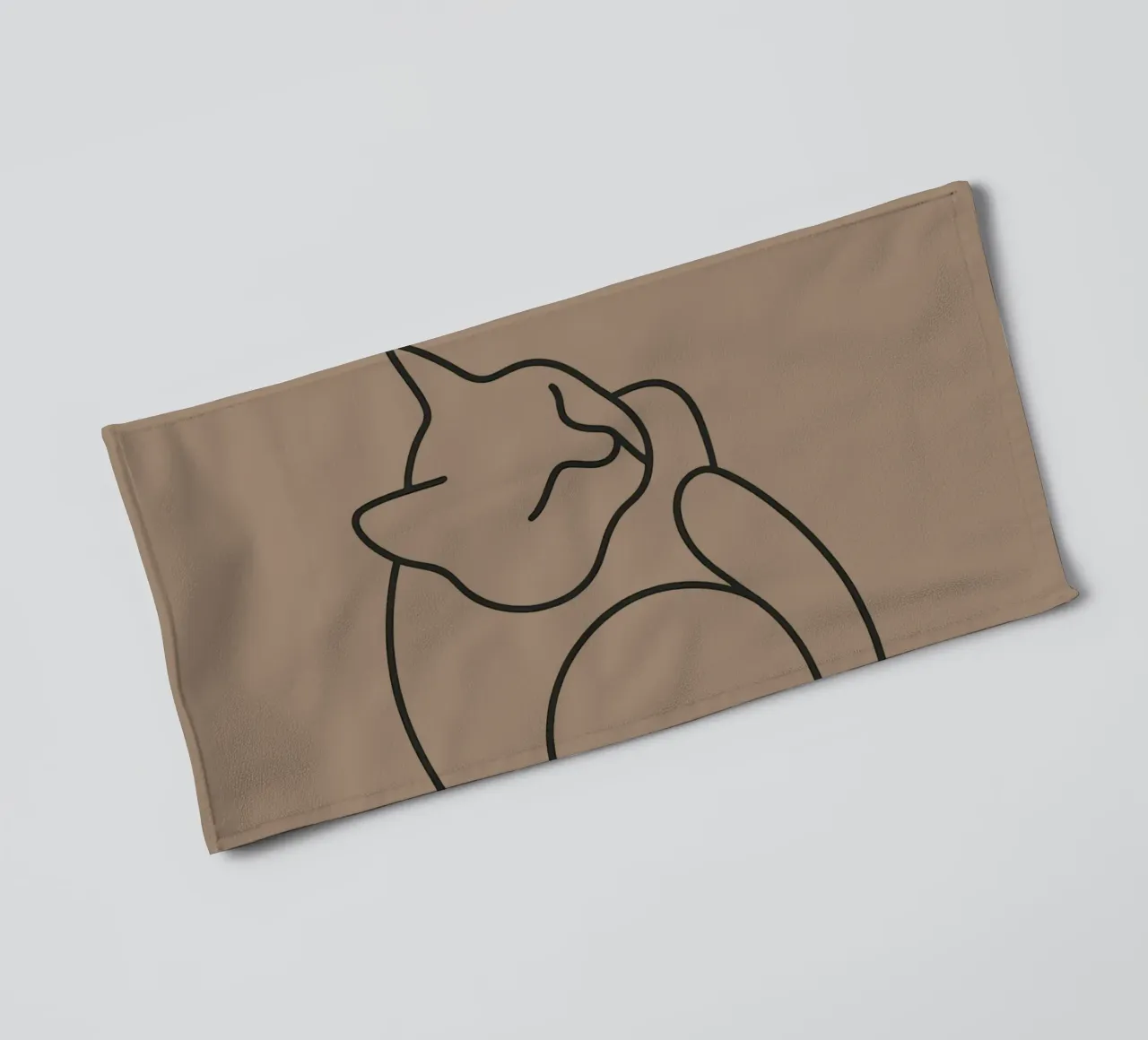 peacefully sleeping cat curled up in a comfortable pose towel by DesignDoodle