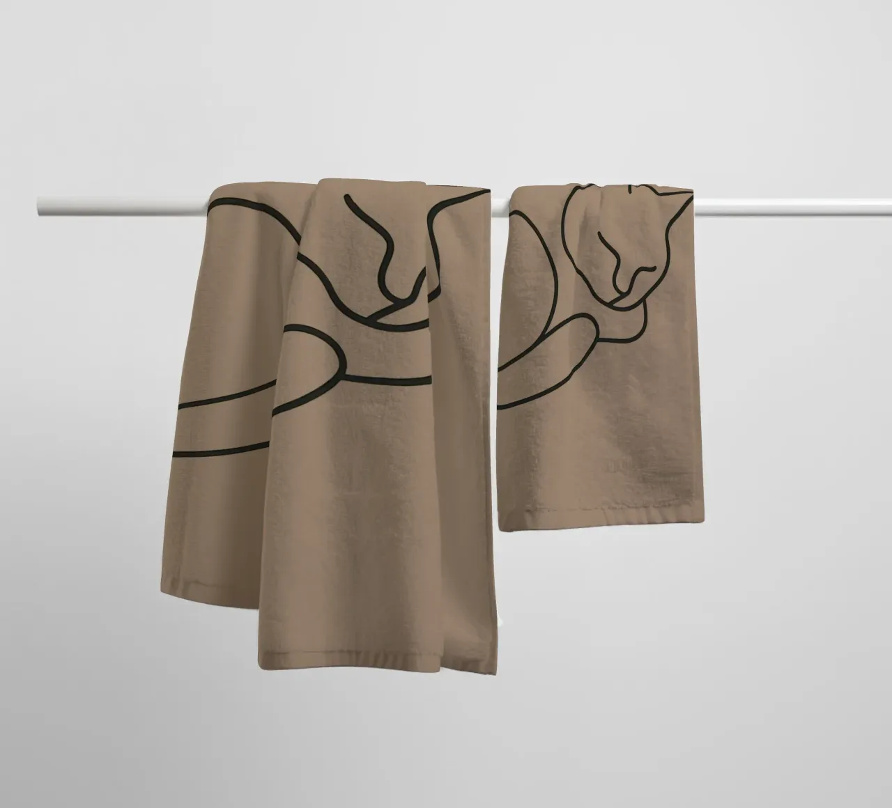 peacefully sleeping cat curled up in a comfortable pose towel by DesignDoodle