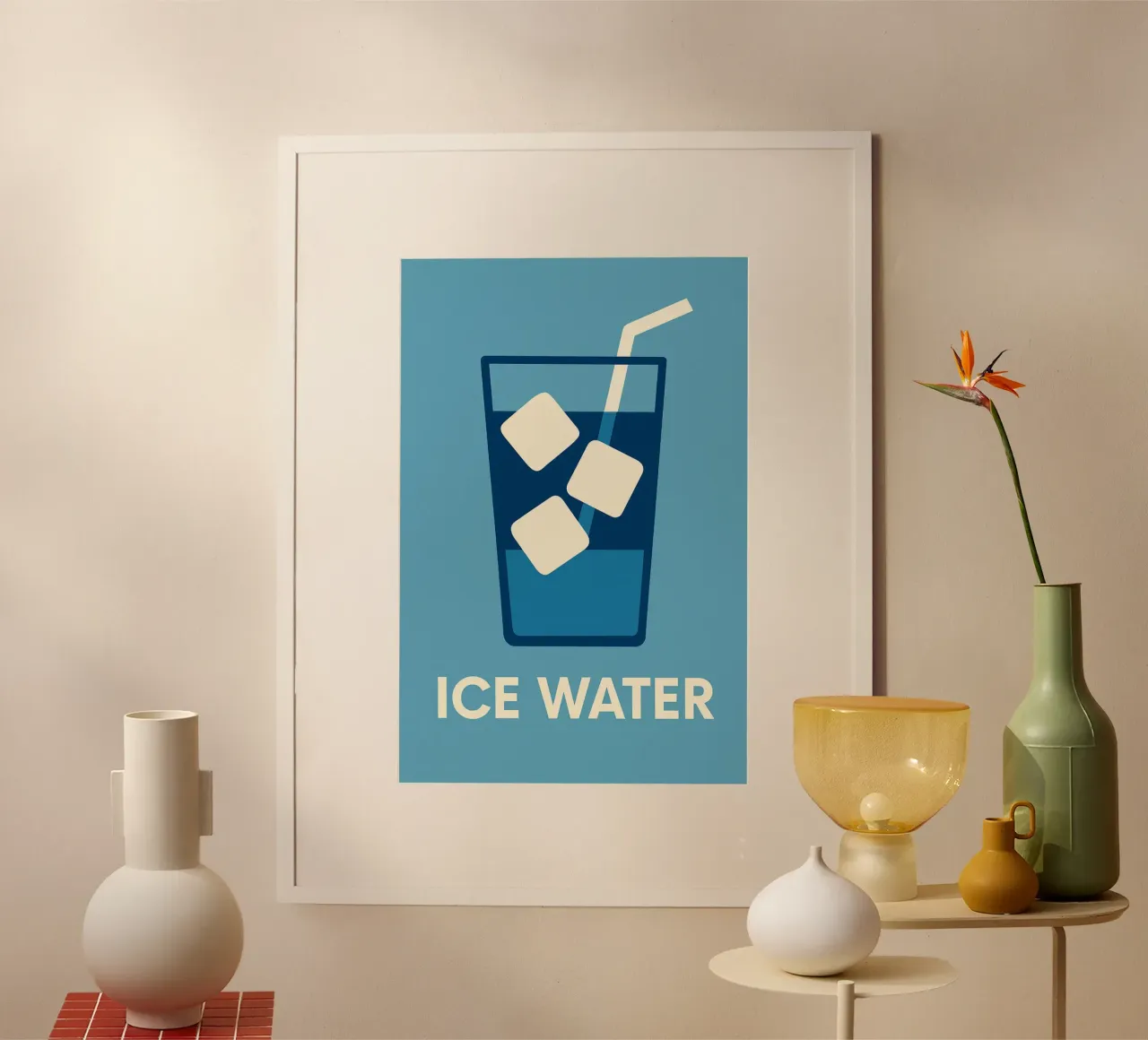 Ice Water Glacier – Affiche Minimaliste poster con telaio in legno da Boissons - Affiches & posters - Retro