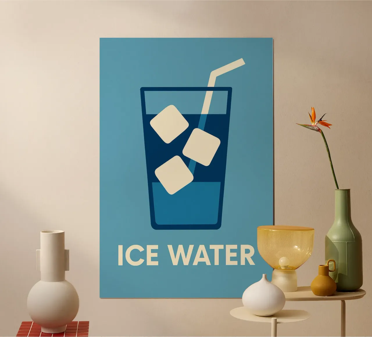 Ice Water Glacier – Affiche Minimaliste poster con telaio in legno da Boissons - Affiches & posters - Retro