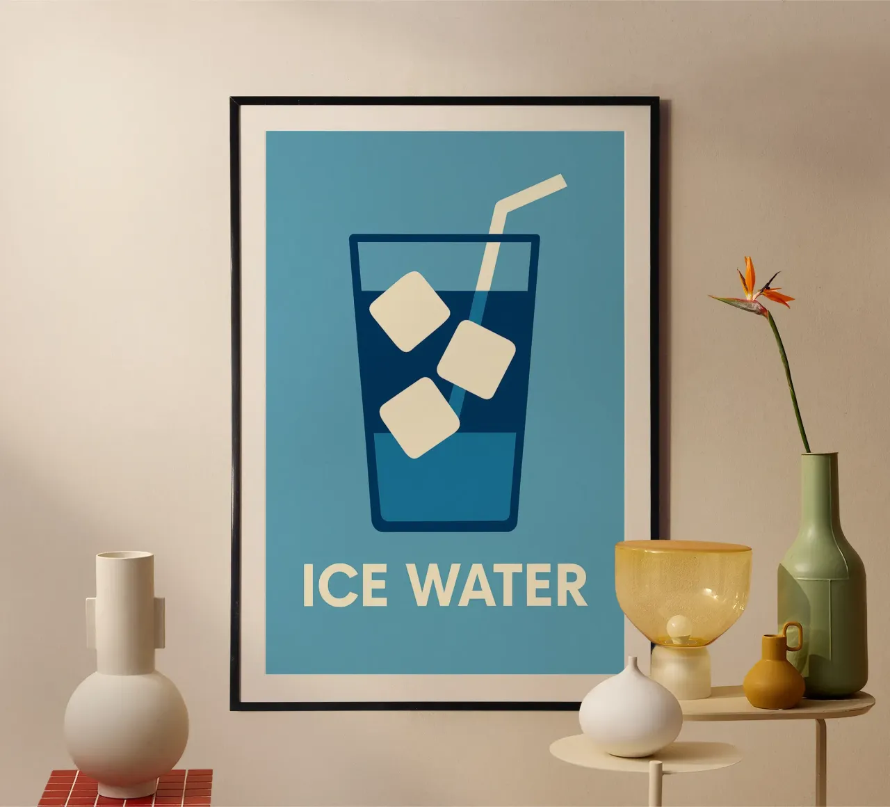 Ice Water Glacier – Affiche Minimaliste poster con telaio in legno da Boissons - Affiches & posters - Retro