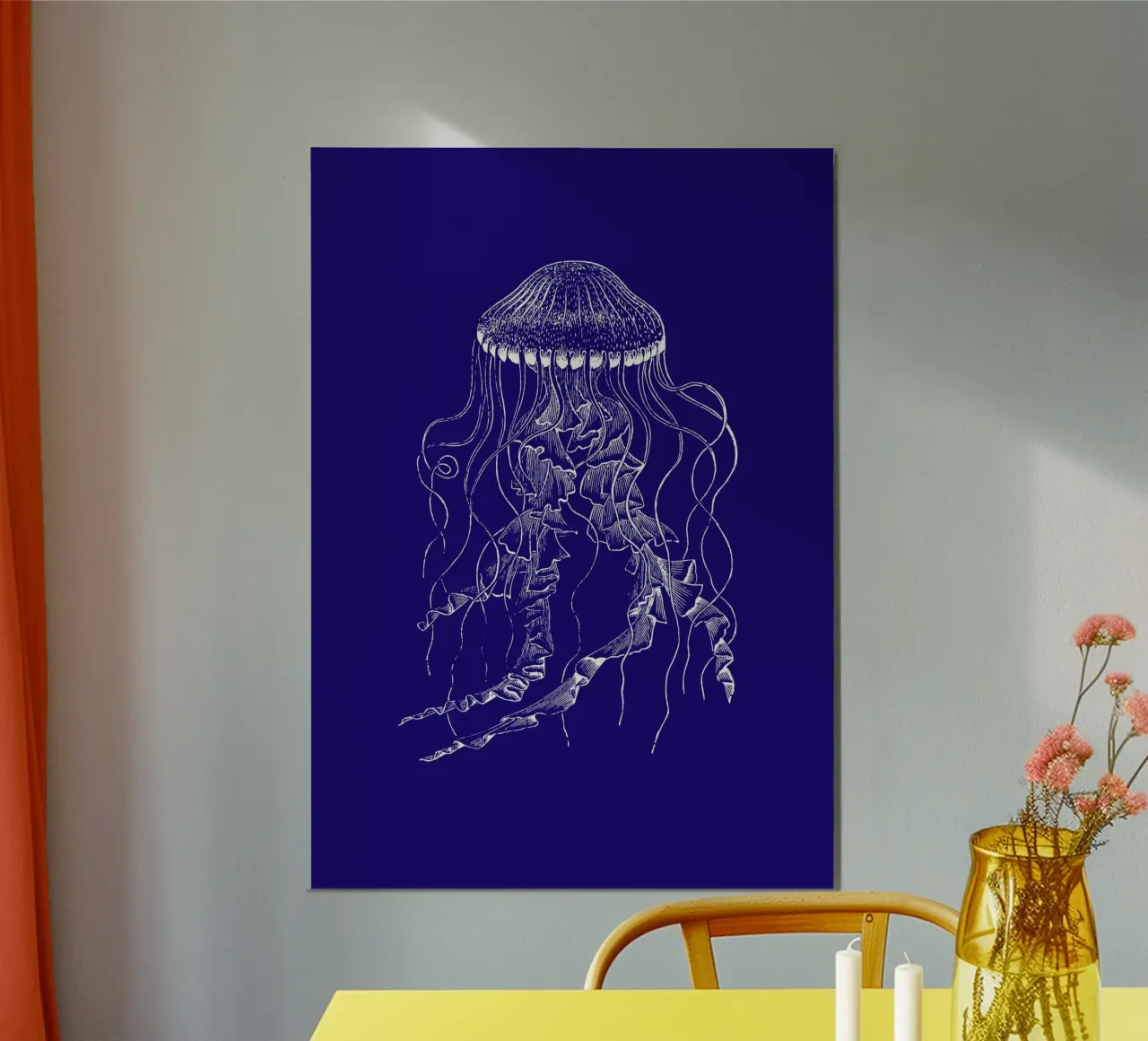 Elegante Quallen Linie Kunstdruck - Ozean Meeresleben Wand De Poster von ClubArt