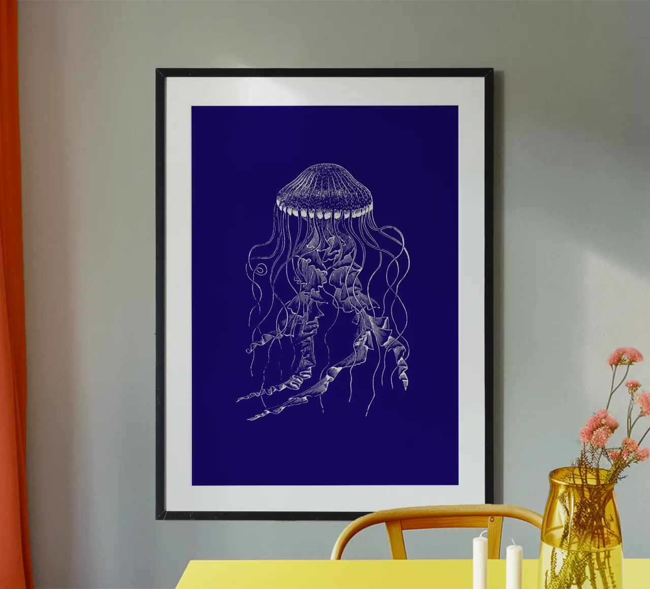 Elegante Quallen Linie Kunstdruck - Ozean Meeresleben Wand De Poster von ClubArt