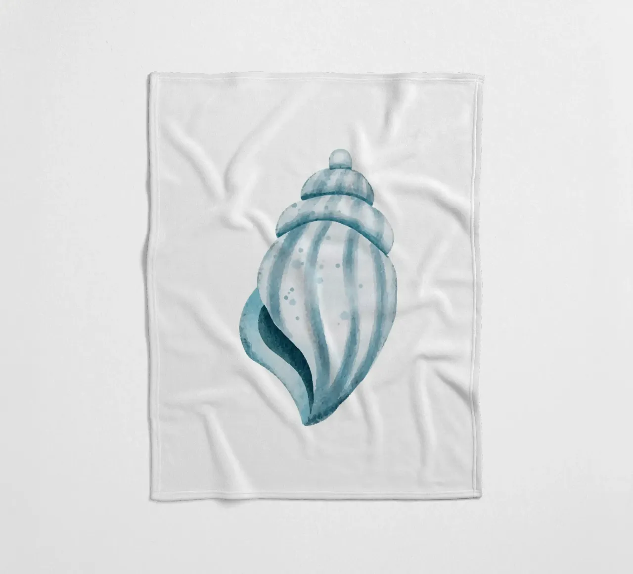 Serene Seashell Watercolor Art Print - Coastal Ocean Decor fleece blanket by ClubArt