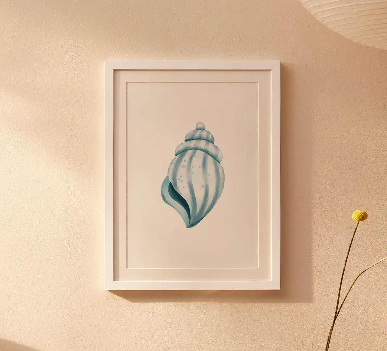 Serene Zeeschelp Aquarel Kunstdruk - Kust Oceaandecoratie poster met kunststof frame van ClubArt