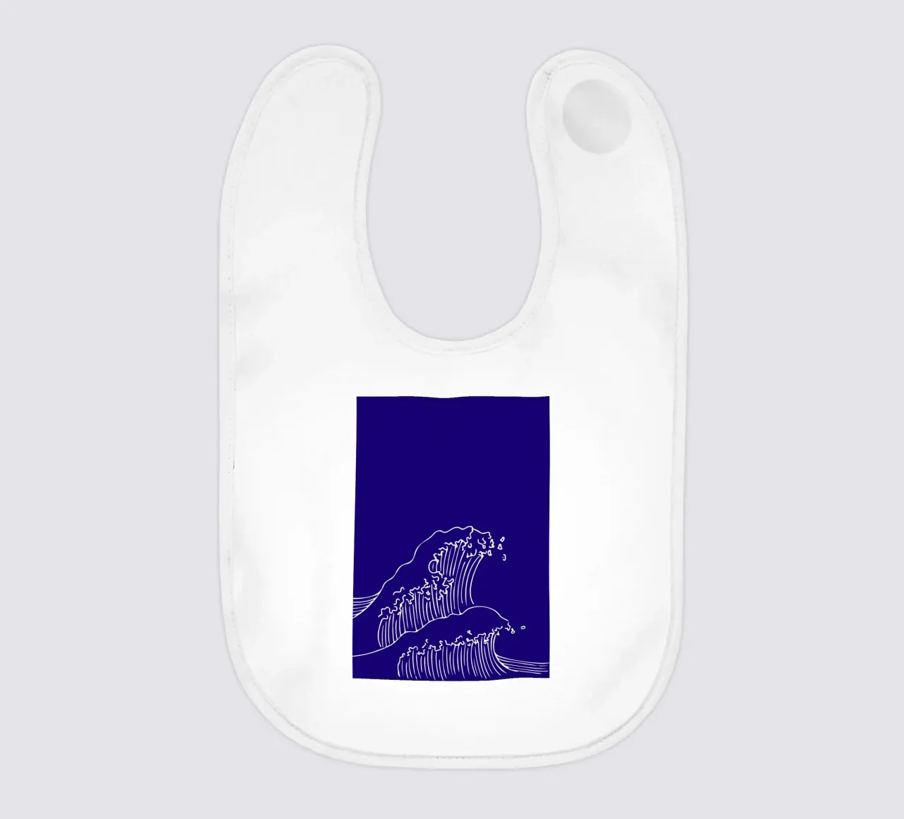 Minimalist Ocean Waves Line Art Print - Japanese Style Decor baby bib by ClubArt