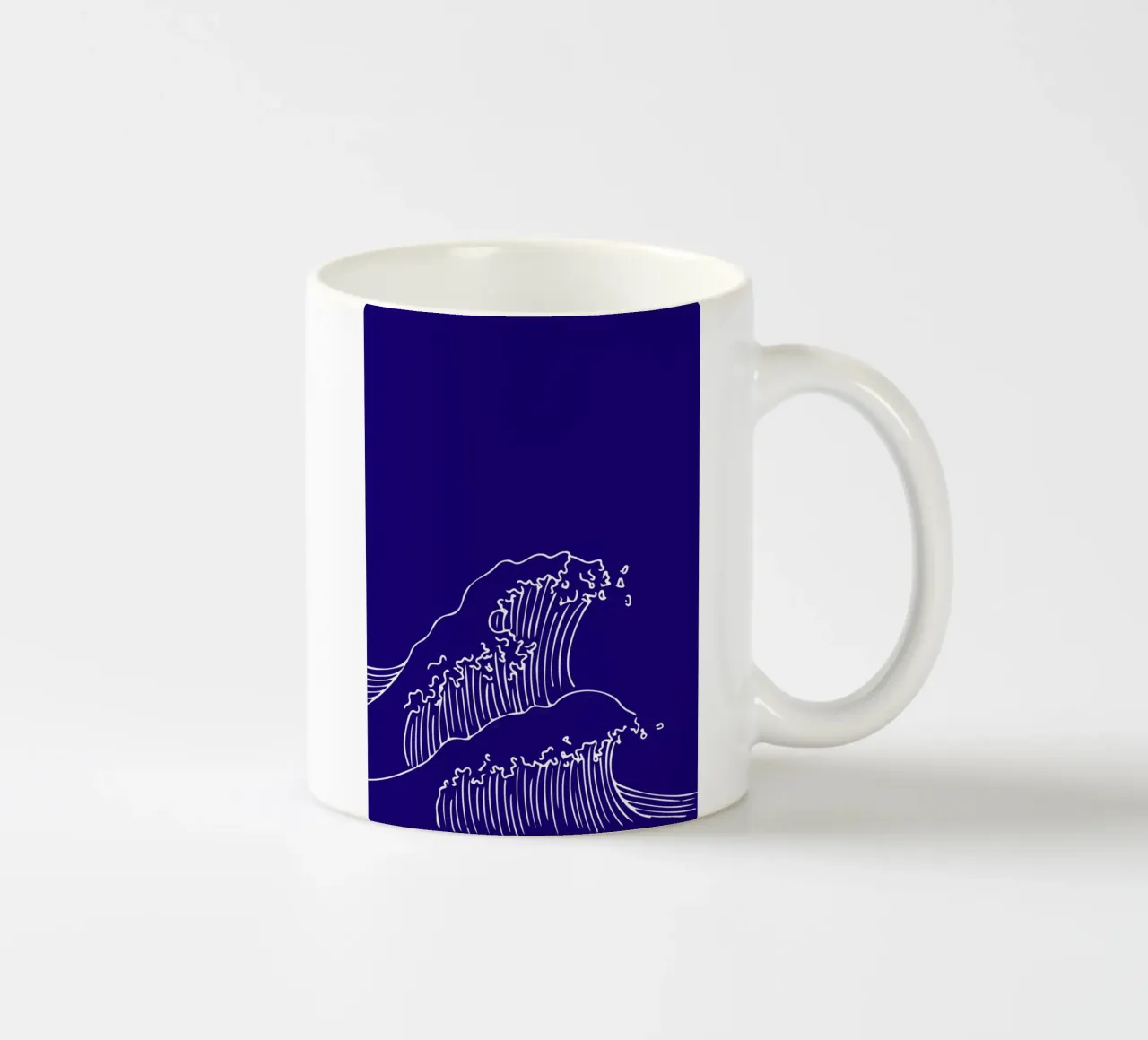 Minimalist Ocean Waves Line Art Print - Japanese Style Decor ceramic mug by ClubArt