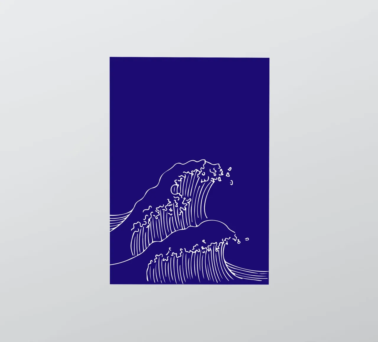 Minimalist Ocean Waves Line Art Print - Japanese Style Decor sticker by ClubArt