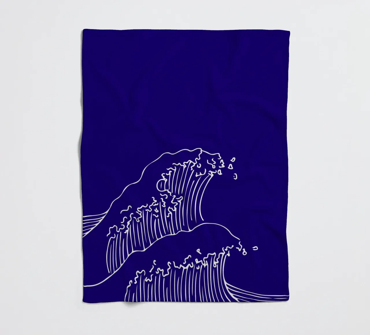 Minimalist Ocean Waves Line Art Print - Japanese Style Decor fleece blanket by ClubArt