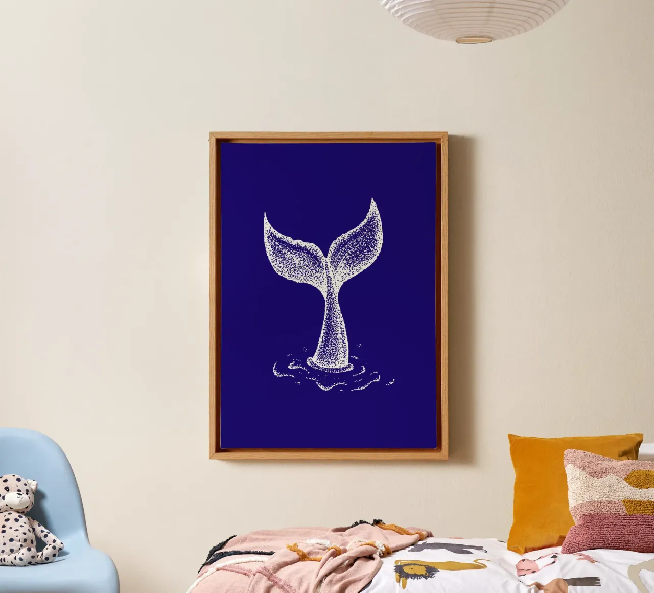 Walschwanz Linie Kunstdruck - Ozean Erhaltung Dekor Leinwand mit Schattenfugenrahmen von ClubArt