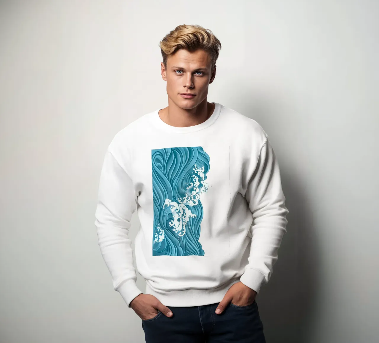 Impression d'art sur les vagues dynamiques de l'océan - Inspiré de l'Ukiyo-e japonais sweat de ClubArt