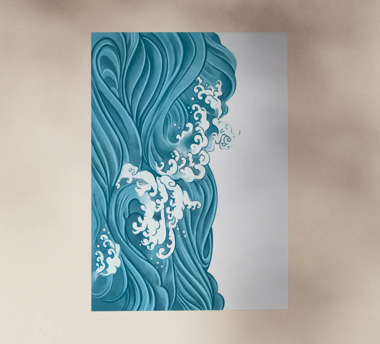 Stampa d'arte sulle onde dell'oceano - Ispirazione Ukiyo-e giapponese pellicola backlit da ClubArt