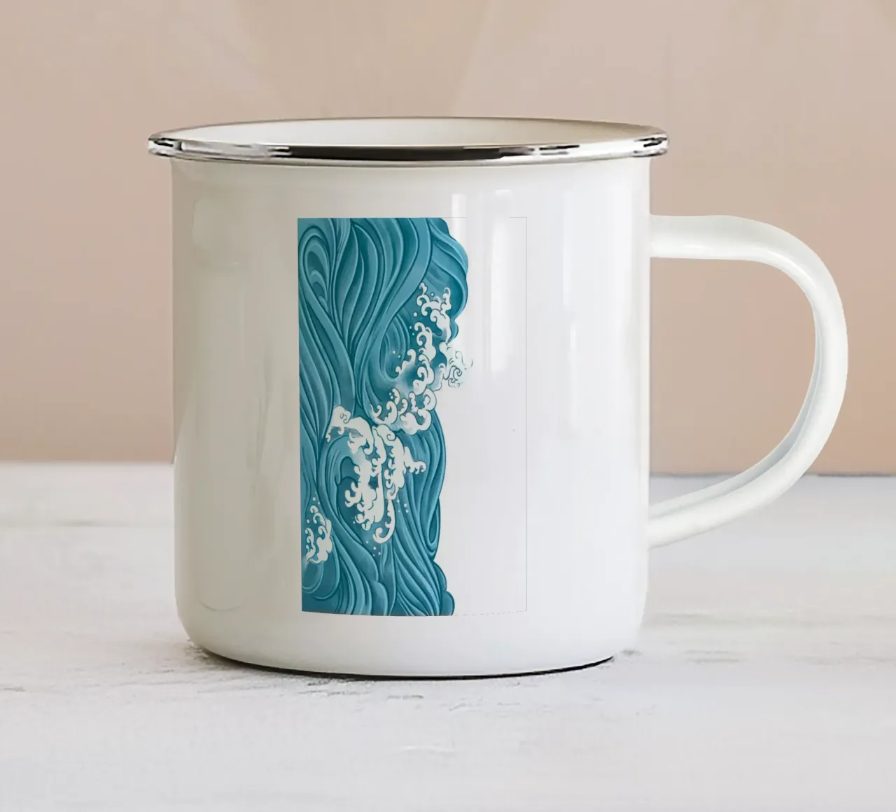 Dynamic Ocean Waves Art Print - Japanese Ukiyo-e Inspired enamel mug by ClubArt