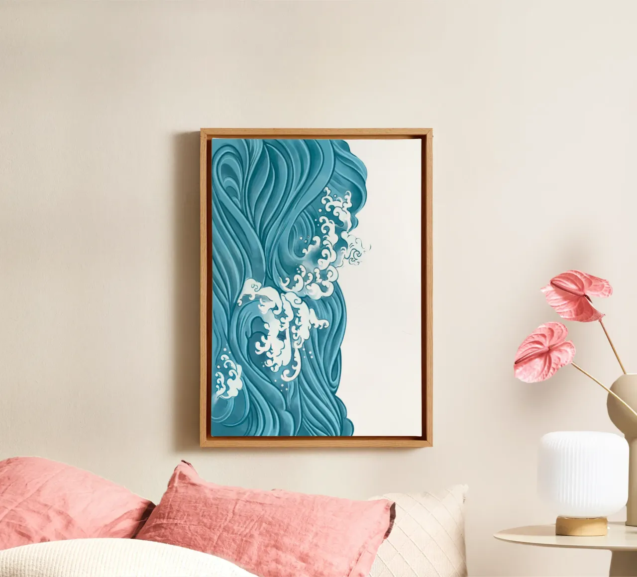 Dynamic Ocean Waves Art Print - Japanese Ukiyo-e Inspired canvas by ClubArt