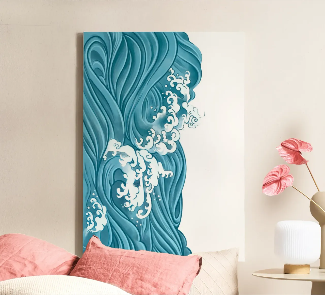 Dynamic Ocean Waves Art Print - Japanese Ukiyo-e Inspired canvas by ClubArt