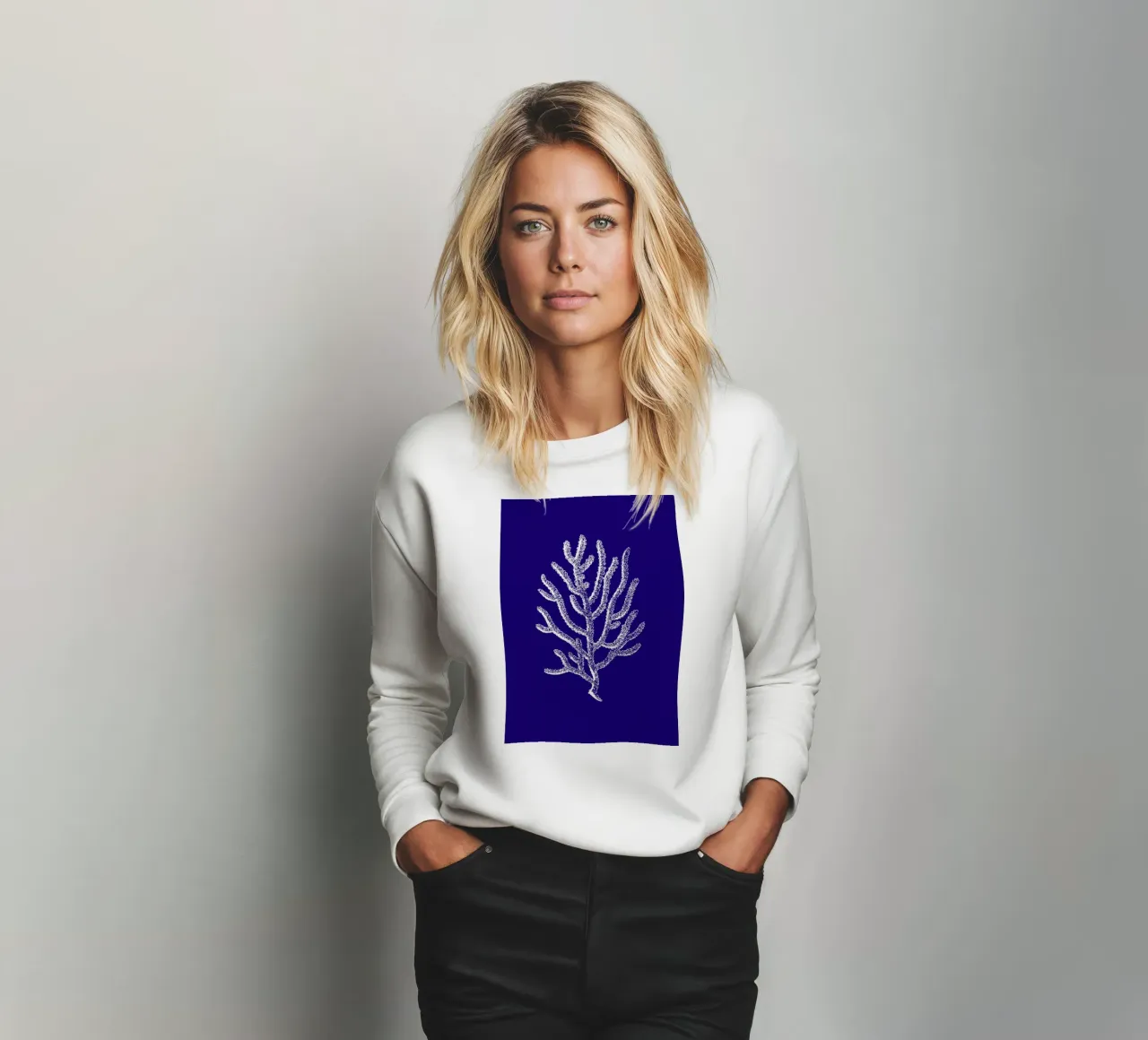 Línea de Coral Blanco - Decoración Océano Azul Profundo sudadera de ClubArt