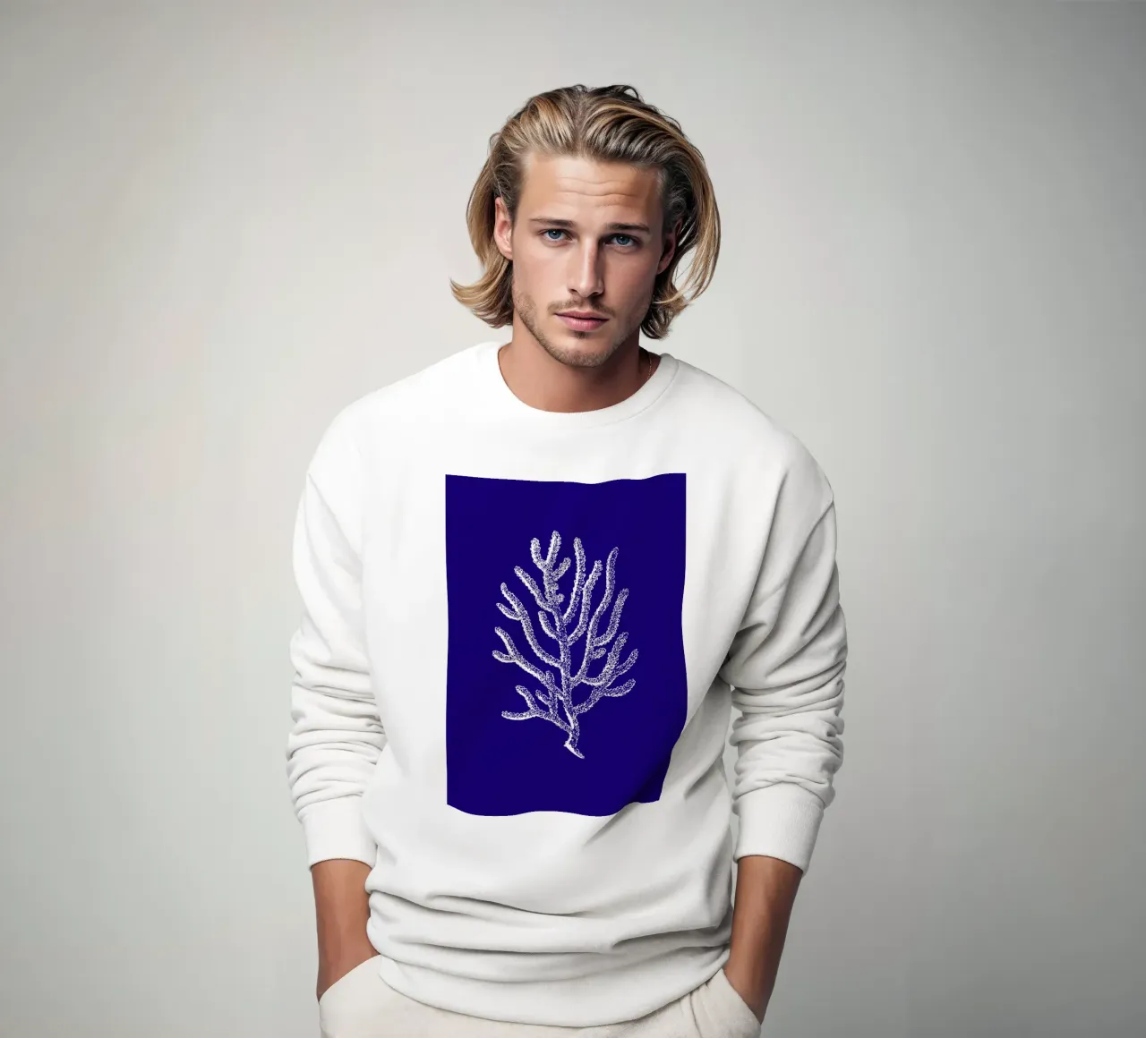 Línea de Coral Blanco - Decoración Océano Azul Profundo sudadera de ClubArt