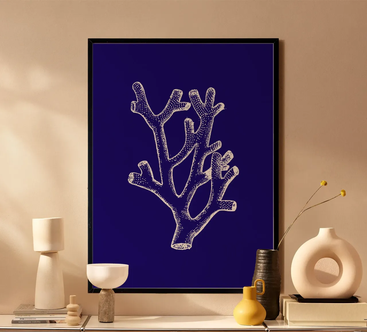 Stilisierte Korallen Linie Kunstdruck - Ozean Botanische Dekoration Poster von ClubArt