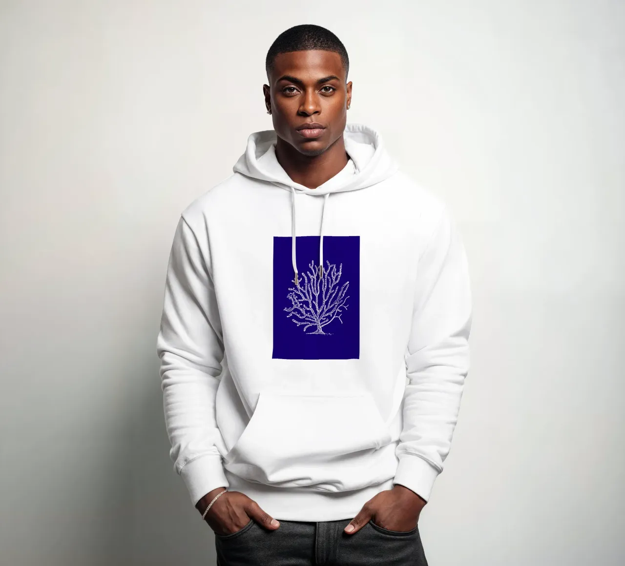 Art du récif corallien blanc complexe - Impression de l'océan bleu profond sweat à capuche de ClubArt