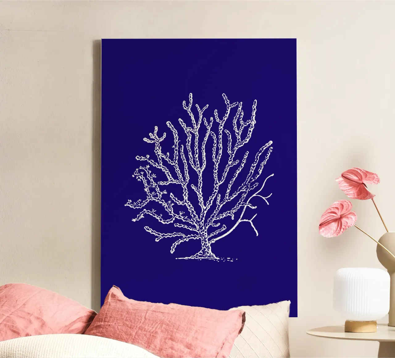 Verfijnde witte koraalrif kunst - Diepblauwe oceaan print canvas van ClubArt