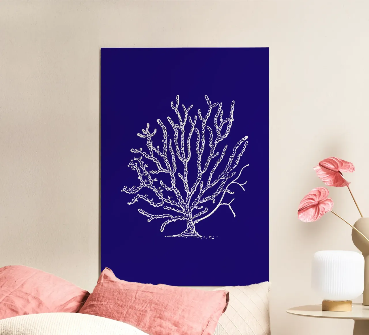 Komplizierte weiße Korallenriff Kunst - Tiefblauer Ozean Druck Hahnemühle von ClubArt