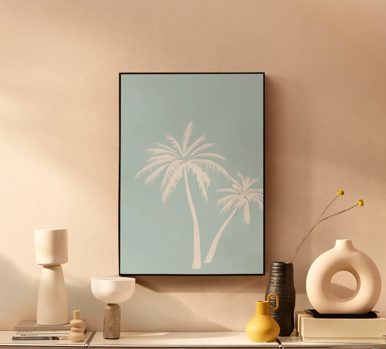 Minimalist Palm Trees Print - Coastal Beach House Decor alu-dibond by ClubArt