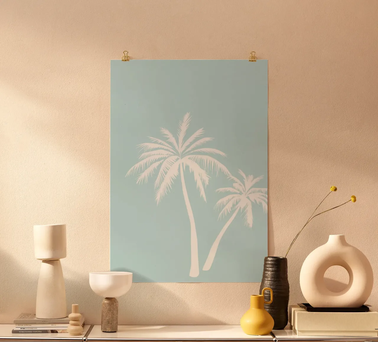 Minimalist Palm Trees Print - Coastal Beach House Decor poster by ClubArt