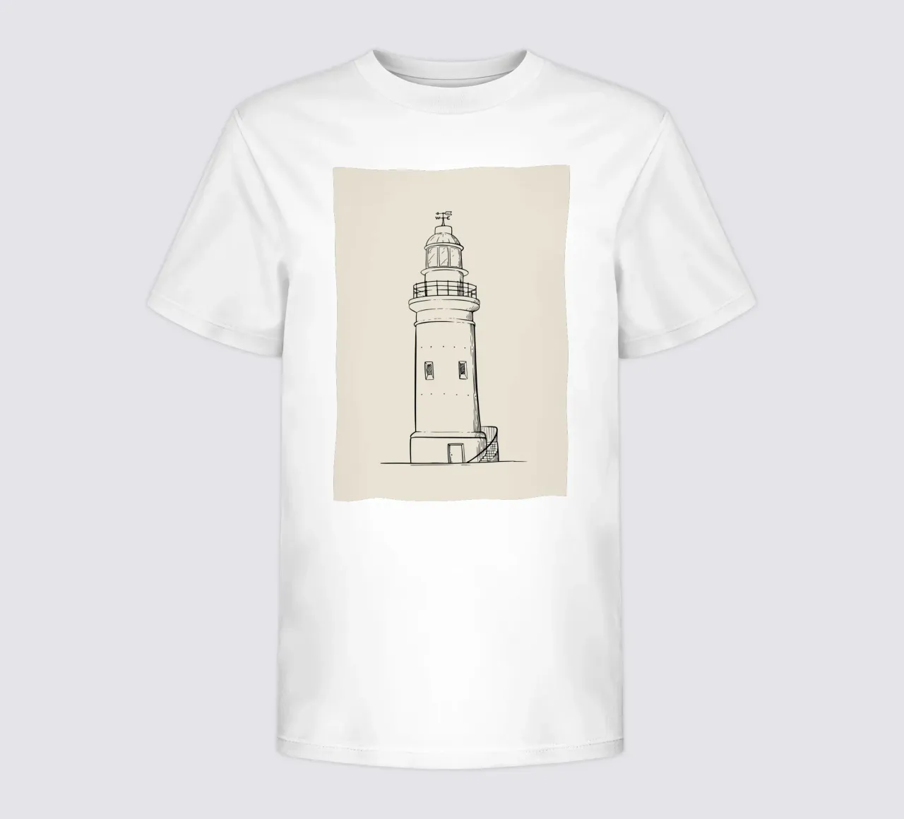 Classic Lighthouse Sketch Art Print - Nautical Coastal Decor kids t-shirt by ClubArt