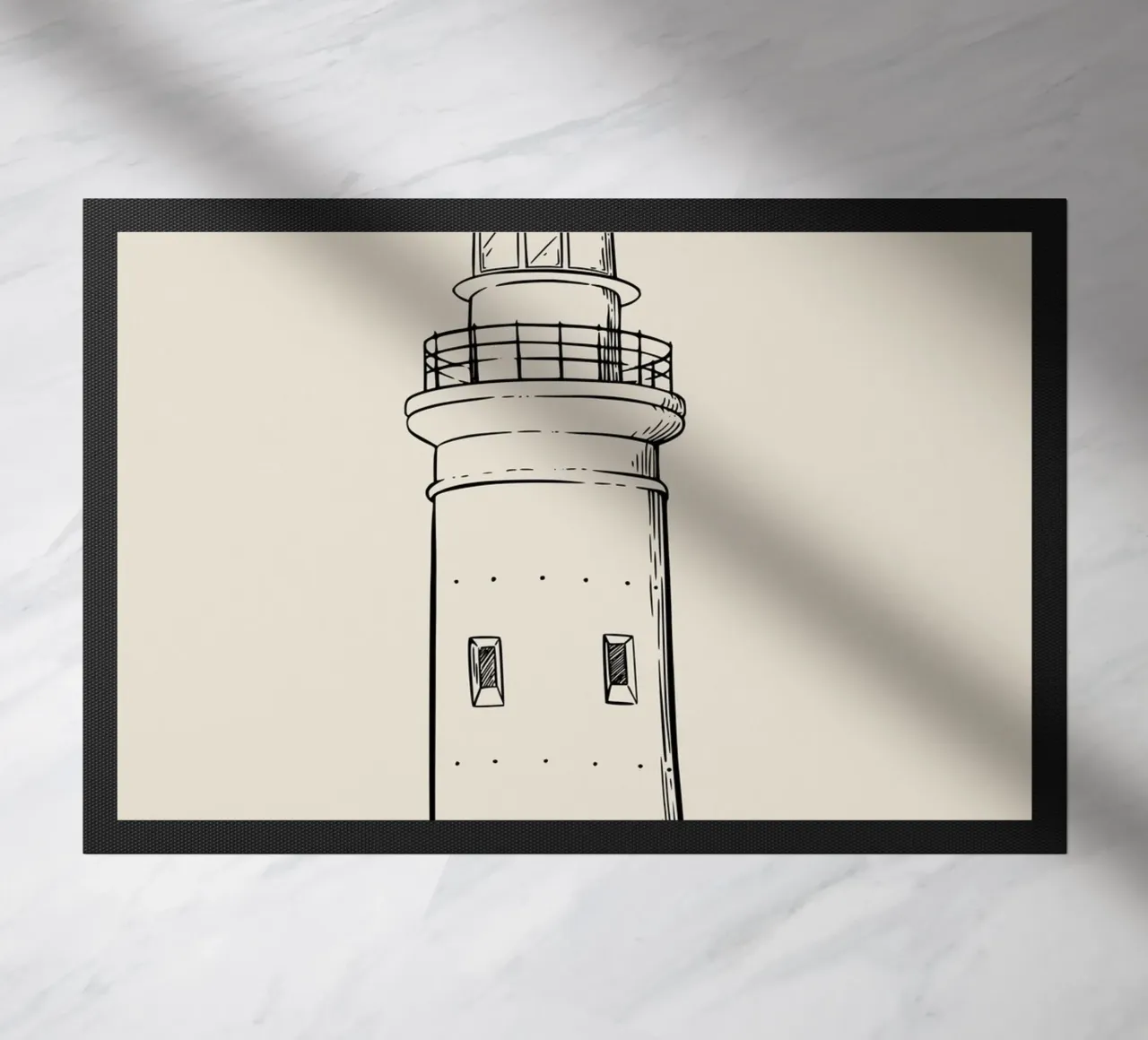 Classic Lighthouse Sketch Art Print - Nautical Coastal Decor doormat by ClubArt