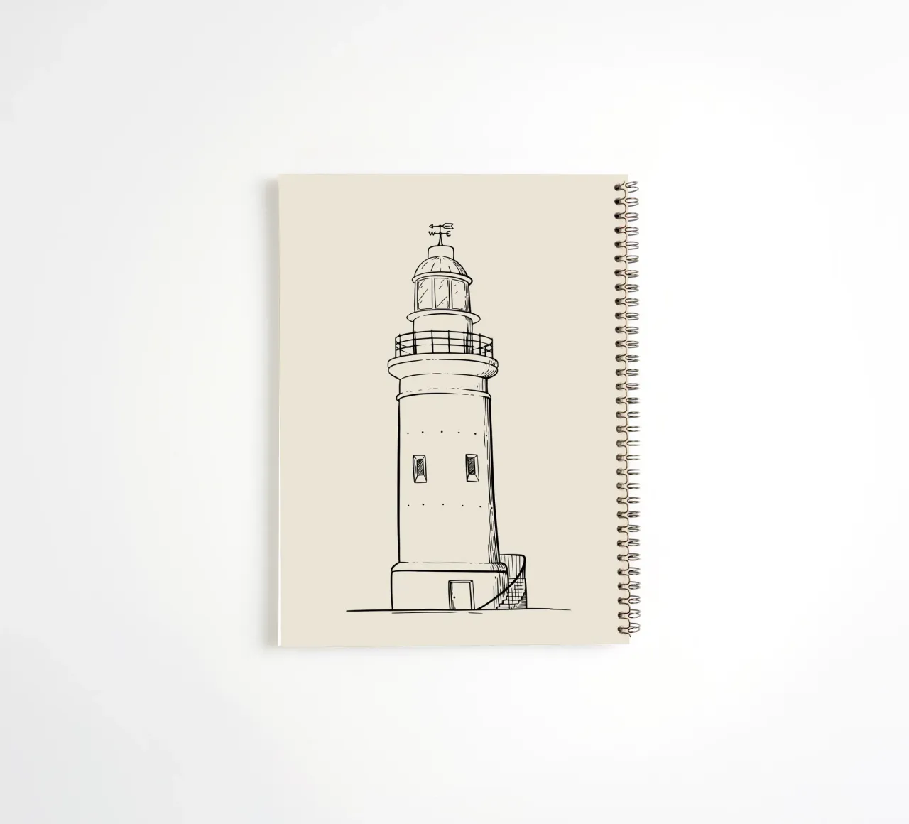 Classic Lighthouse Sketch Art Print - Nautical Coastal Decor spiral notebook by ClubArt