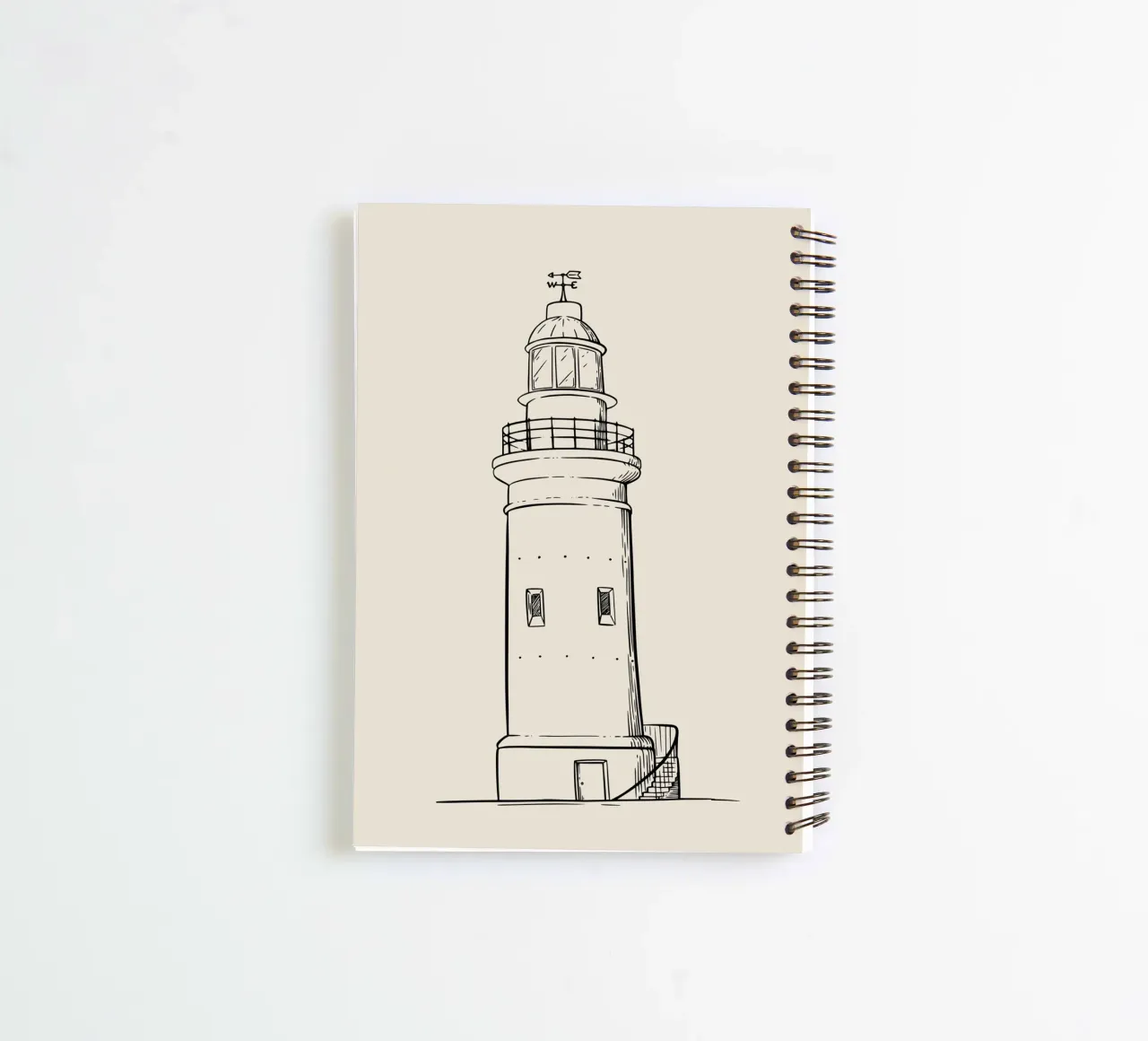 Classic Lighthouse Sketch Art Print - Nautical Coastal Decor spiral notebook by ClubArt