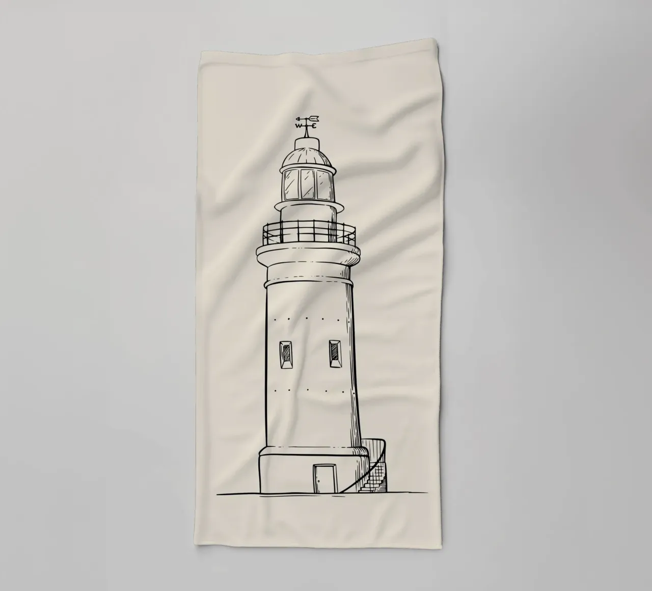 Klassieke vuurtoren schets Art Print - Nautisch Kustdecor badhanddoek van ClubArt