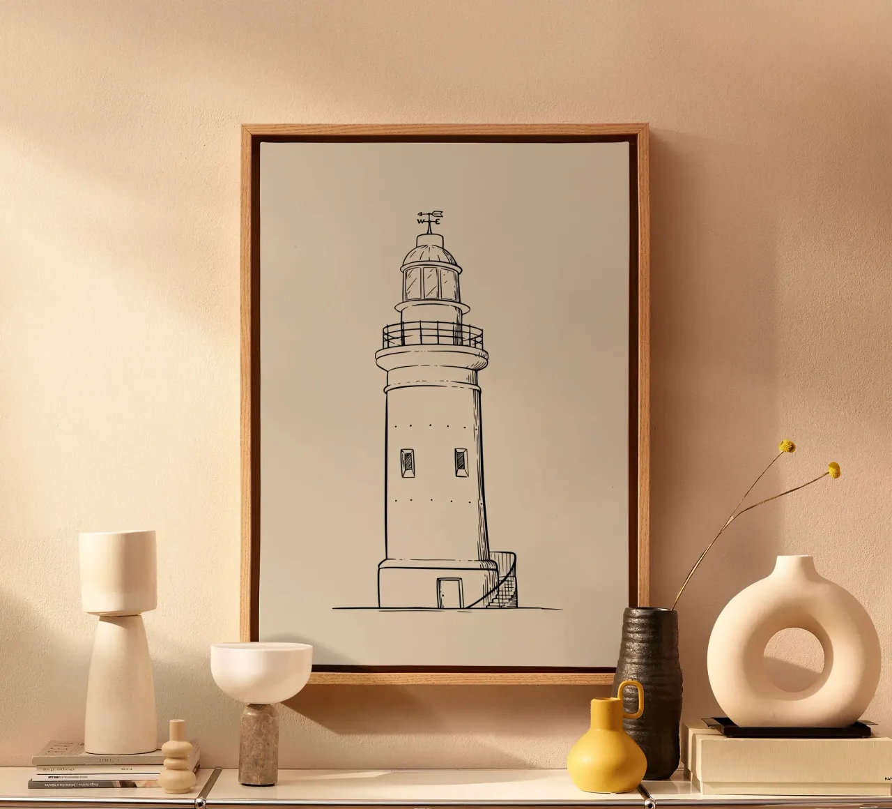 Classic Lighthouse Sketch Art Print - Nautical Coastal Decor canvas by ClubArt