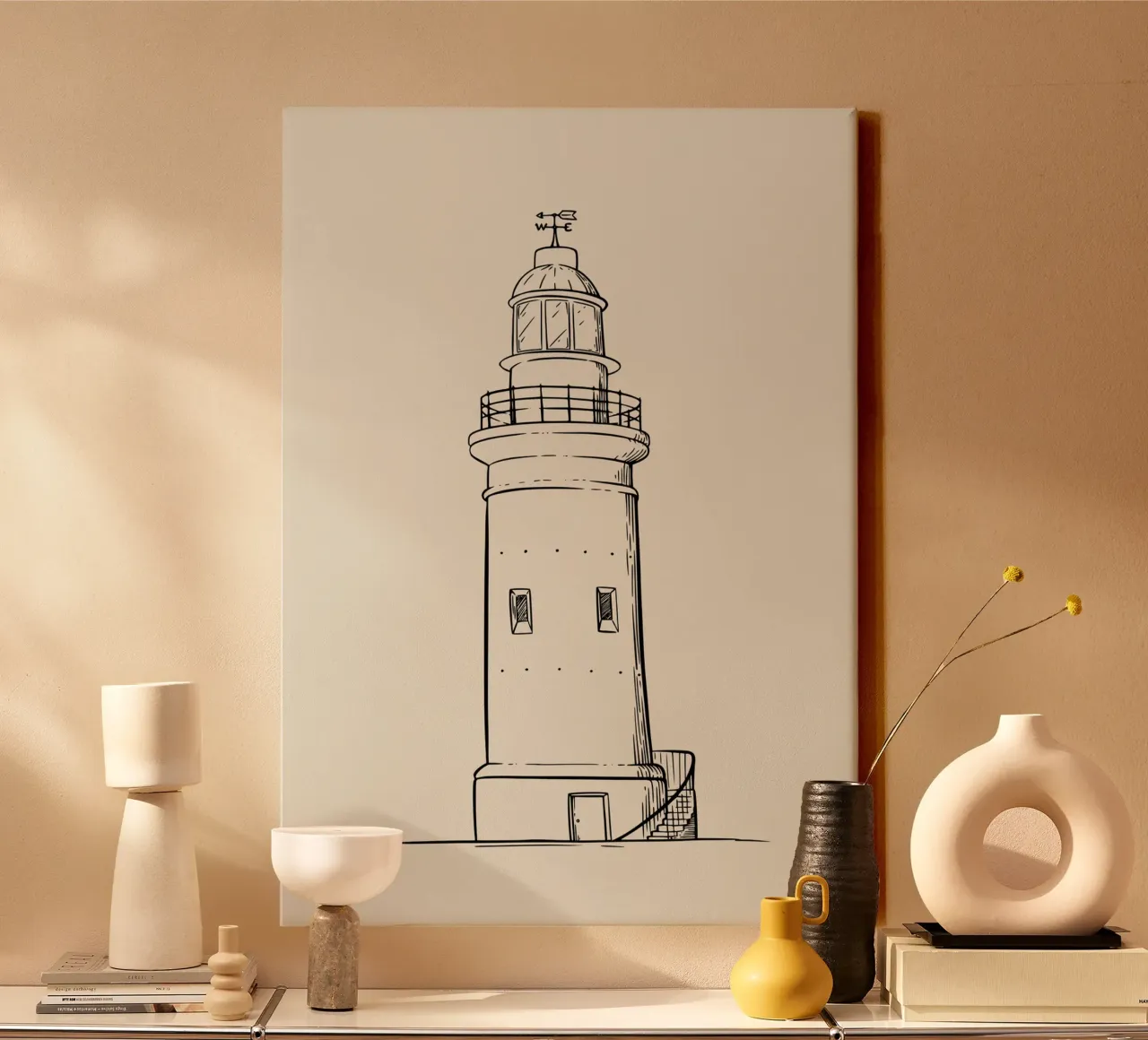 Classic Lighthouse Sketch Art Print - Nautical Coastal Decor canvas by ClubArt