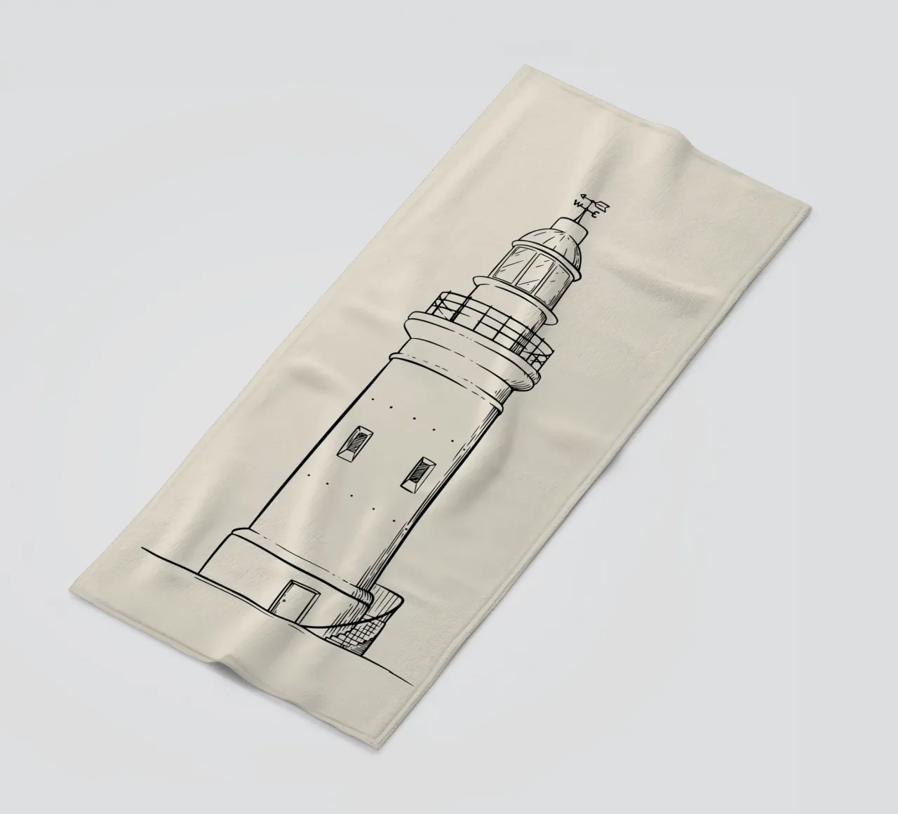 Classic Lighthouse Sketch Art Print - Nautical Coastal Decor beach towel by ClubArt