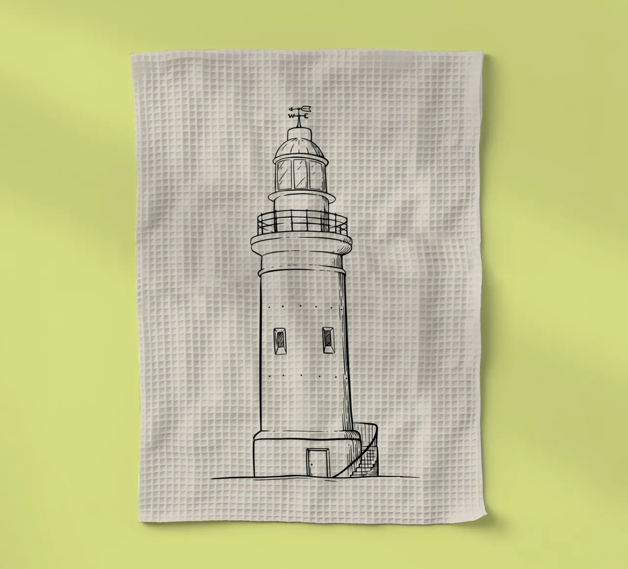 Clásico Faro Sketch Art Print - Decoración Náutica Costera paño de cocina de ClubArt