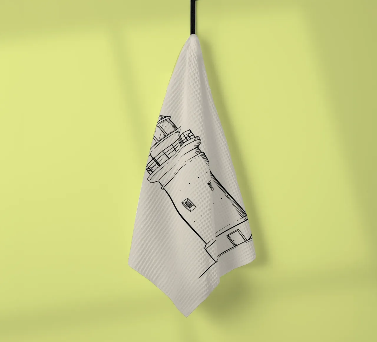 Clásico Faro Sketch Art Print - Decoración Náutica Costera paño de cocina de ClubArt