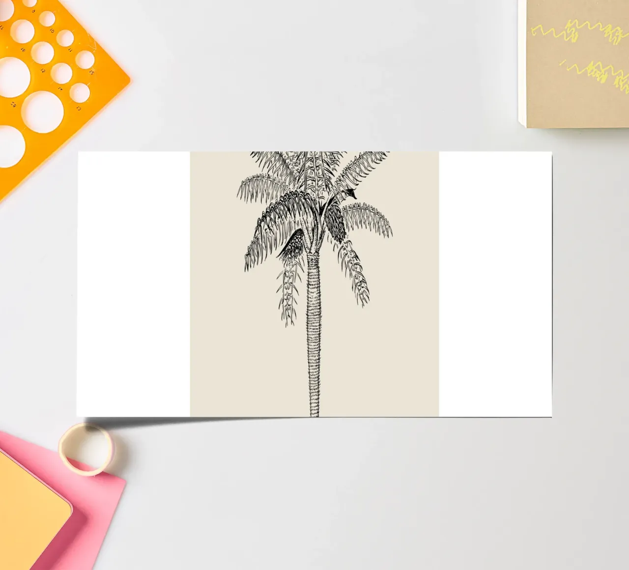 Esquisse de palmier vintage - Botanical Tropical Art planche autocollant de ClubArt