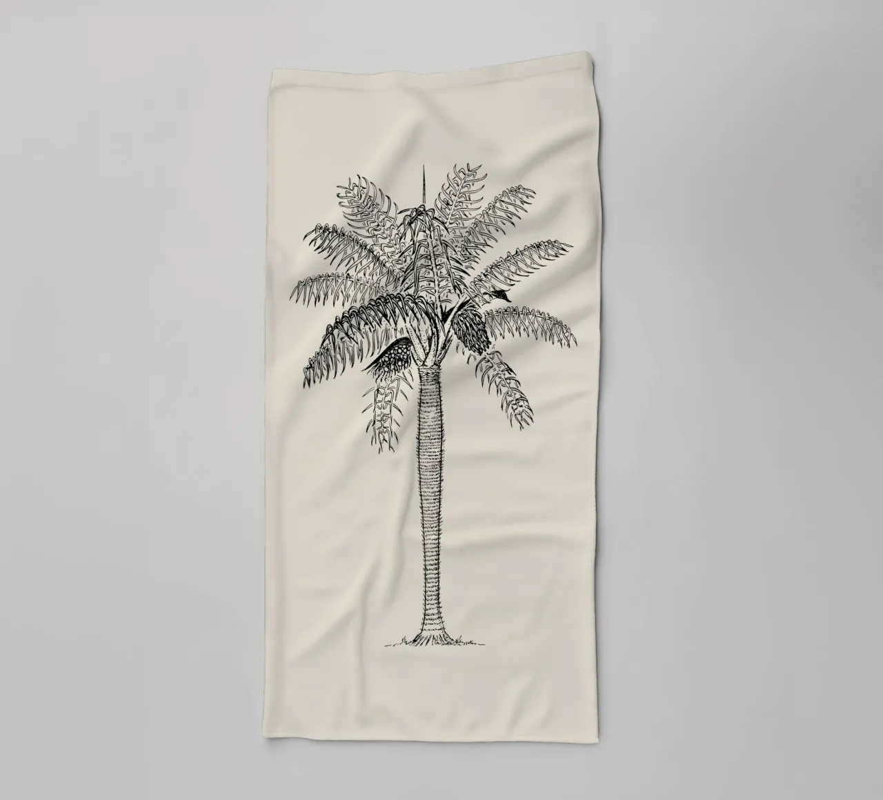 Vintage Palm Tree Sketch Print - Botanical Tropical Art towel by ClubArt