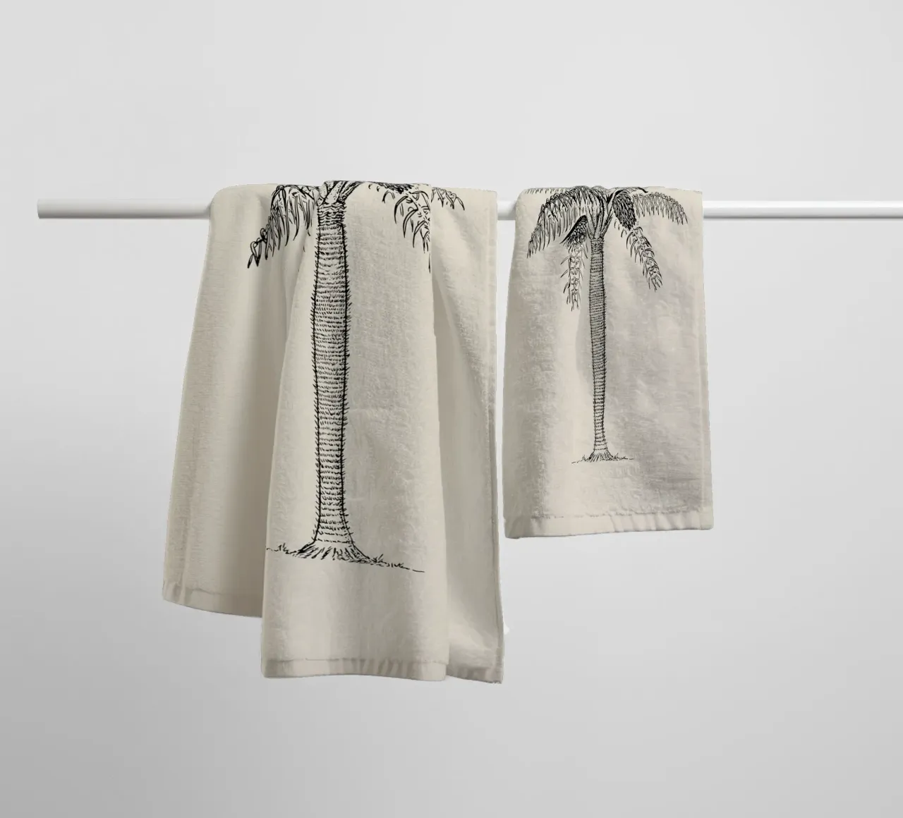Vintage Palm Tree Sketch Print - Botanical Tropical Art towel by ClubArt