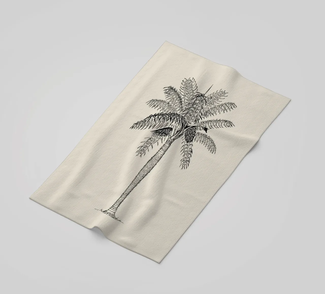Vintage palmboom schetsafdruk - Botanische tropische kunst strandhanddoek van ClubArt