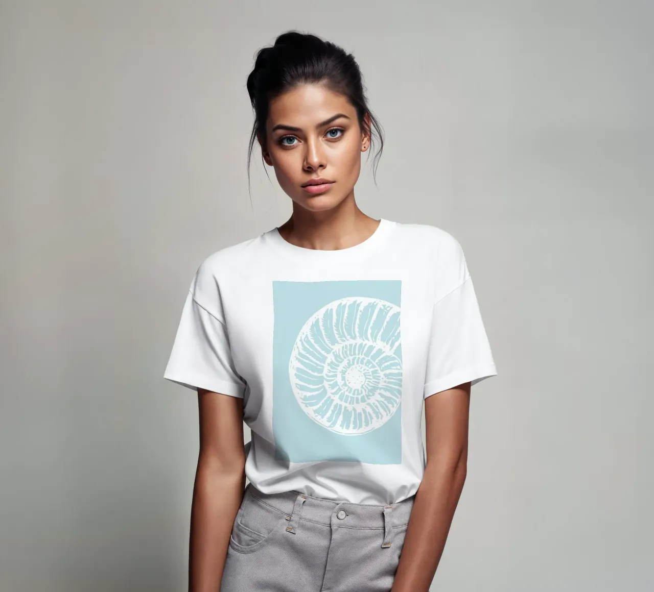 Spiral Seashell Art Print - Serene Coastal Minimalist t-shirt by ClubArt