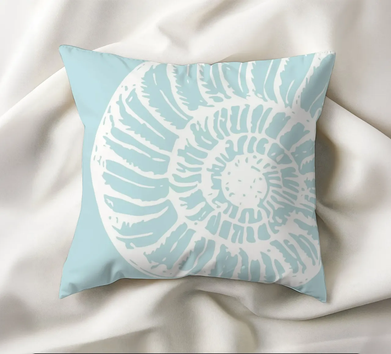 Spiral Seashell Art Print - Serene Coastal Minimalist decorative cushion by ClubArt