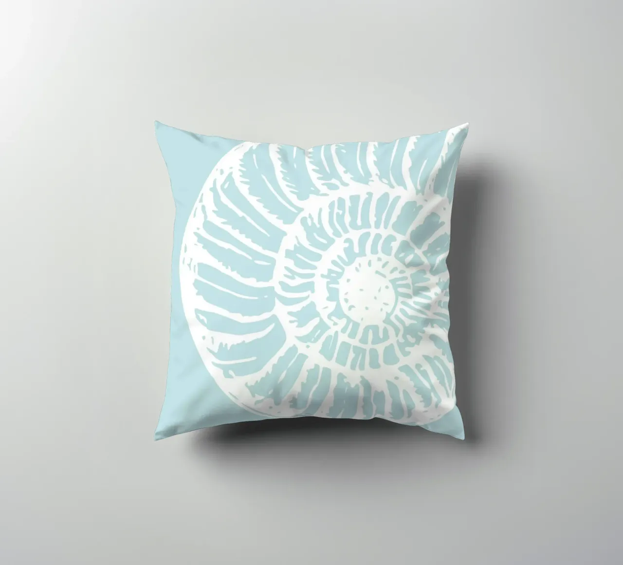 Spiral Seashell Art Print - Serene Coastal Minimalist decorative cushion by ClubArt