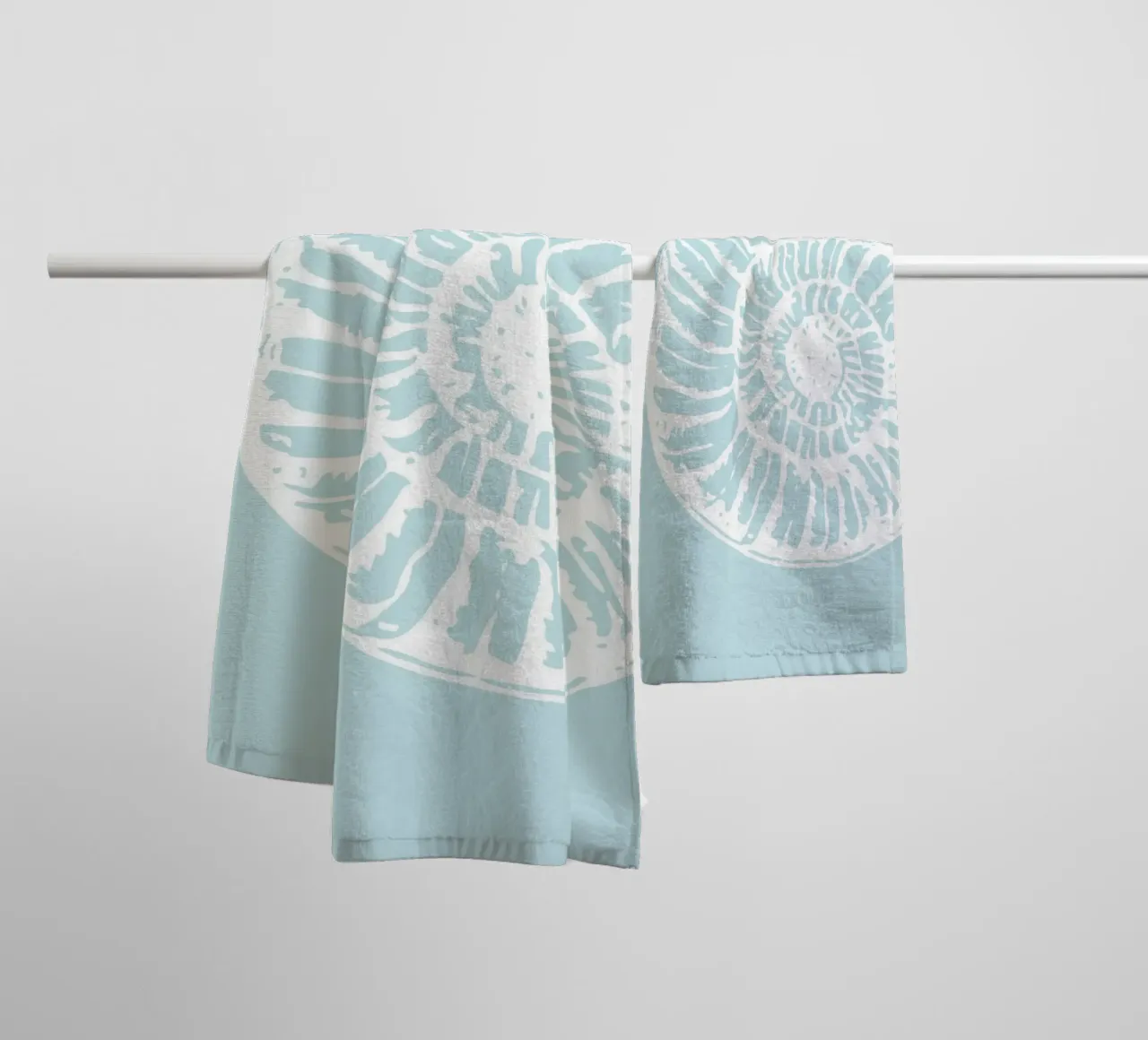 Spiral Seashell Art Print - Serene Coastal Minimalist towel by ClubArt