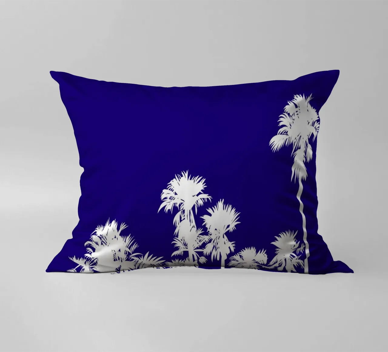 Sagoma di palmeto bianco - Arte tropicale blu intenso cuscino da ClubArt