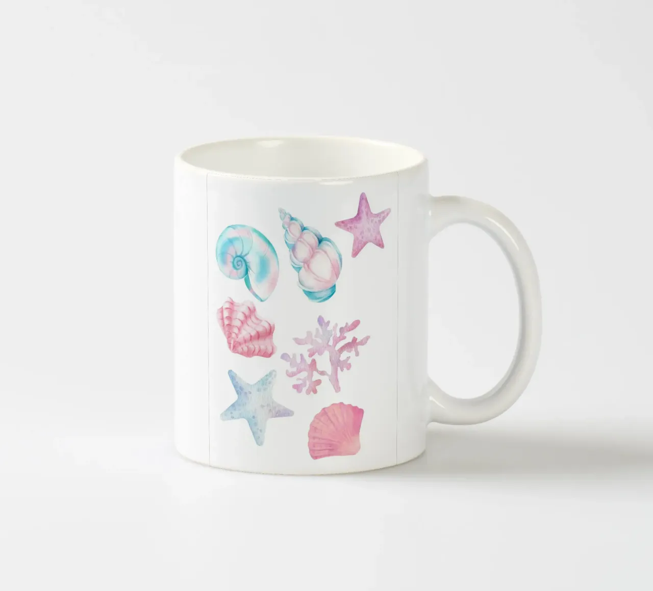 Pastel Seashell & Starfish Watercolor - Ocean Nursery Decor ceramic mug by ClubArt