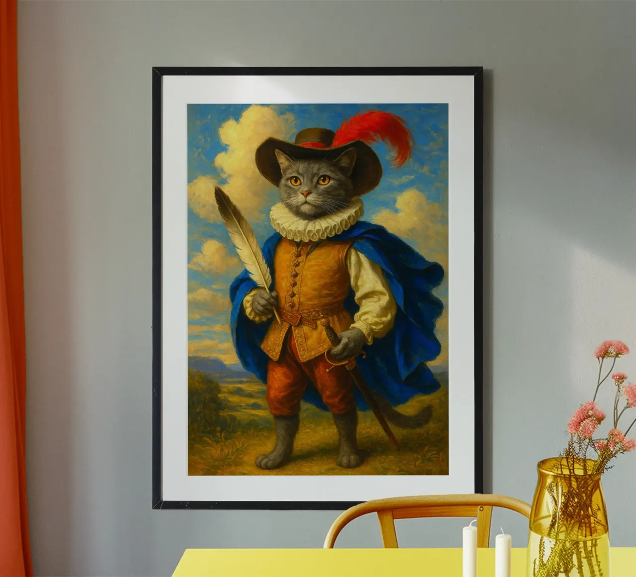 Gato mosquetero del Renacimiento poster de Fleur de Lys