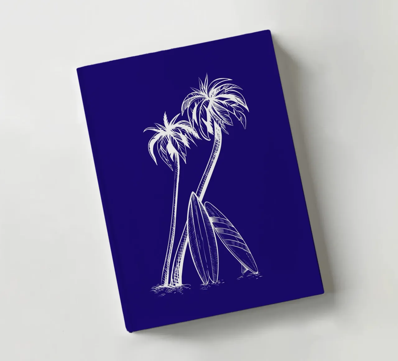 Surfboards & Palm Trees Line Art - Tropical Beach Vibes notebook by ClubArt